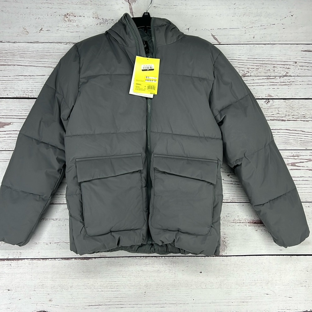 Men’s Heavy Puffer Jacket All In Motion Gray S NWT